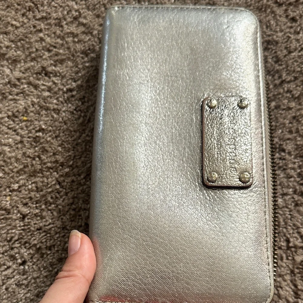 kate spade Metallic Silver Zip Wallet